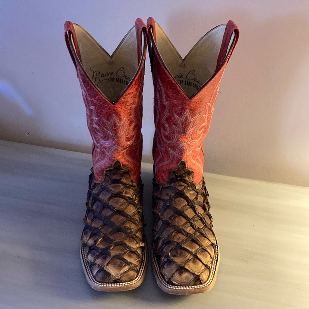 Macie Bean Red and Brown Cowboy Boots